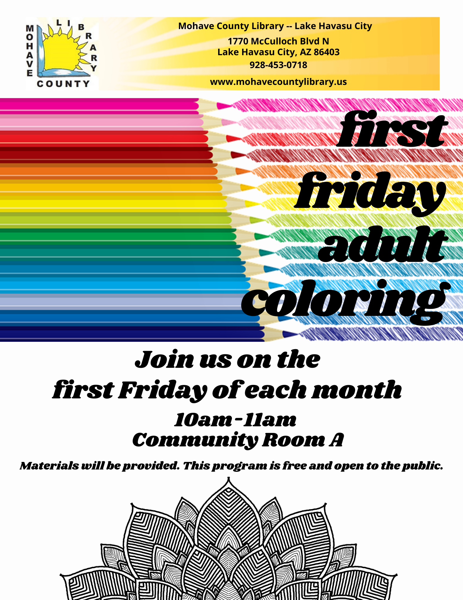 First Friday Adult Coloring